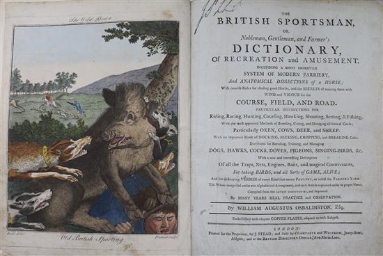 Osbaldiston, William Augustus - The British Sportsman, 4to, half calf, with frontis and 45 coloured plates,
